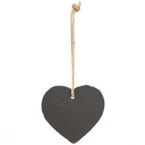 Artikel Leisteenbord klein hart om op te hangen zwart 7,5 cm 6st