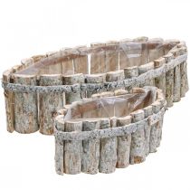 Plantenschaal, houten plantenbak, jardiniere L37.5/28cm H10/9cm set van 2