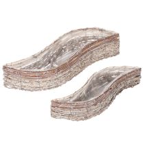 Artikel Langwerpige wilgenplantenbak met folie, decoratieve schaal, 45 cm, 1 set