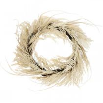 Decoratiekrans pampagras en kunstriet creme 70cm