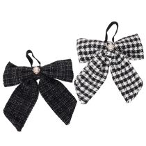 Artikel Stoffen strik met broche en ophanglus, geruit, 24 cm, 2 stuks