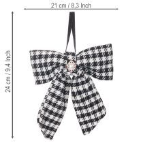 Artikel Stoffen strik met broche en ophanglus, geruit, 24 cm, 2 stuks