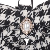 Artikel Stoffen strik met broche en ophanglus, geruit, 24 cm, 2 stuks