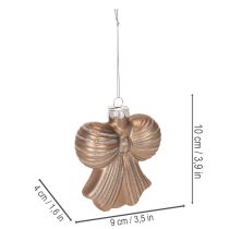Artikel Glazen kerstornamenten, met strik om op te hangen, 10 cm, 2 stuks
