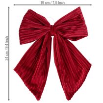 Artikel Rode fluwelen corduroy strik voor het ophangen van kerstversieringen, 24 cm, 2 stuks