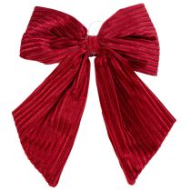 Artikel Rode fluwelen corduroy strik voor het ophangen van kerstversieringen, 24 cm, 2 stuks