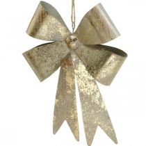 Artikel Strik om op te hangen, kerstboomversieringen, gouden metalen decoratie, antieke look H23cm B16cm