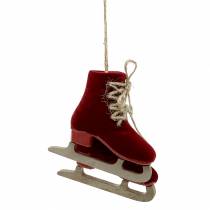 Artikel Kerstboomdecoratie paar schaatsen rood 10cm x 9cm