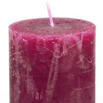 Artikel Set pilaarkaarsen, kleuren roze en bessen, rustieke look, 50x100mm, 12 stuks - huwelijksdecoratie, tafeldecoratie, romantische avonden