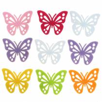Vilten vlindertafeldecoratie Assorti 3,5 x 4,5 cm 54 stuks Verschillende kleuren