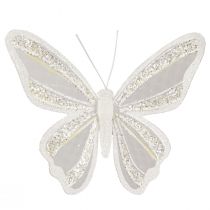 Artikel Vlinderdecoratie veer vlinderlook 15x13cm 2 st