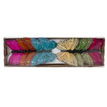 Artikel Decoratieve vlinders op draad voor kleurrijke tafeldecoraties, 7 cm, 12 stuks