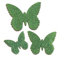 Scatter decoratie vlinder groen glitter 5/4 / 3cm 24st