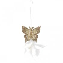 Vilten vlinder om crème trouwdecoratie op te hangen 16cm