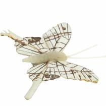Decoratieve vlinder met metalen clip, natuurlijk zilver, assorti H4.9cm / 5.8cm / 7.4cm 6st in een set