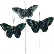Veervlinders zwart en wit, vlinders op draad, kunstmotten 5.5×9cm 12st