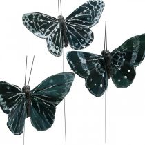 Veervlinders zwart en wit, vlinders op draad, kunstmotten 5.5×9cm 12st