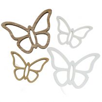 Houten vlinder wit / naturel 3cm - 4.5cm 48p