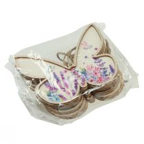 Artikel Vlinder Houten Decoratie Hanger Linnen 11.5x9.5cm 6 st