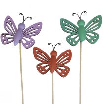 Lentedecoratie bloempluggen houten decoratieve vlinders 6×8cm 10st