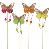 Bloemstok vlinder houten decoratie voor het plakken 7×5cm 16st