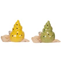 Artikel Keramische decoratieve slak met ledverlichting. Leuke tafeldecoratie voor thuis en op het balkon. 12 cm, 2 stuks.