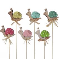 Artikel Bloemplug houten decoratieve slakken kleurrijk 8,5×8cm 12 st