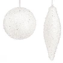 Artikel Sneeuwdecoratie Kerstversiering ballen kegels Ø4/8cm 18 st