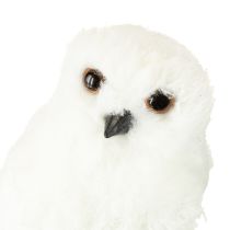 Artikel Decoratieve sneeuwuil, wit met vacht en veren, 15,5 cm, 2 stuks