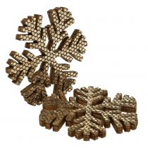 Artikel Sneeuwvlok gouden kerstdecoratie Ø4cm 48st