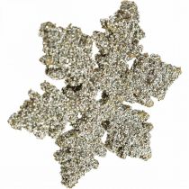 Artikel Sneeuwvlokkenhout 4cm licht goud met mica 72 st