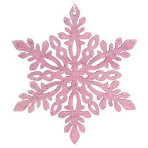 Artikel Sneeuwvlokhout 8-12cm roze/wit 12st.