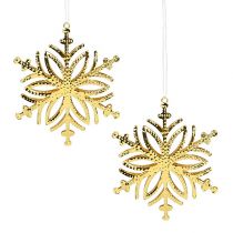 Metaal sneeuwvlok goud 10cm 4st
