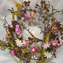 Artikel Sneeuwvlok 4cm roze/wit met glitters 72 st
