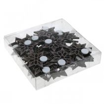 Artikel Decoratieve sterren paars houten sterren sneeuwvlokken zelfklevend 4cm mix 36 st