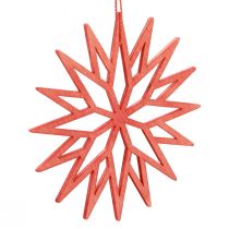 Artikel Sneeuwvlokdecoratie houten boomdecoratie oranje 10cm 12 st
