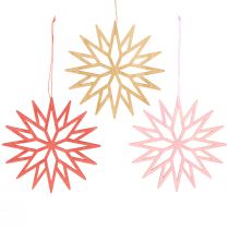 Artikel Sneeuwvlok decoratieve houten boomdecoratie oranje 15cm 8 st