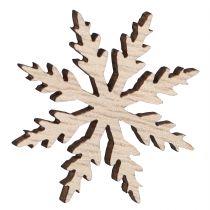 Artikel Sneeuwvlok decoratieve shakers wit natuurlijk hout Ø3cm 48 st