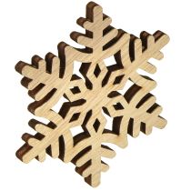 Artikel Sneeuwvlokken Houten Decoratie Wit Naturel 3/5/7cm Geassorteerd 36 stuks