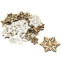 Artikel Sneeuwvlokken Houten Decoratie Wit Naturel 3/5/7cm Geassorteerd 36 stuks