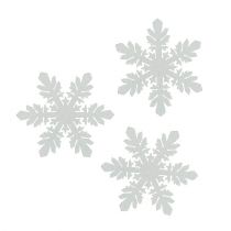 Houten sneeuwvlokken wit Ø3.7cm 48st