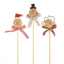 Artikel Sneeuwpop decoratieve plug bloemplug natuurlijk hout 5cm 9st