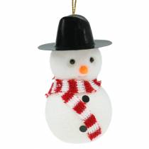 Kerstboomdecoratie sneeuwpop met hoed om op te hangen H8cm 12st