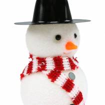 Artikel Kerstboomdecoratie sneeuwpop met hoed om op te hangen H8cm 12st