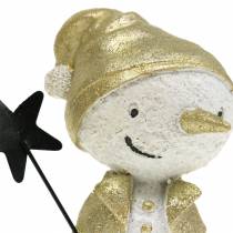 Artikel Decoratiefiguur sneeuwpop wit/goud 7,5cm 4st