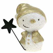 Artikel Decoratiefiguur sneeuwpop wit/goud 7,5cm 4st
