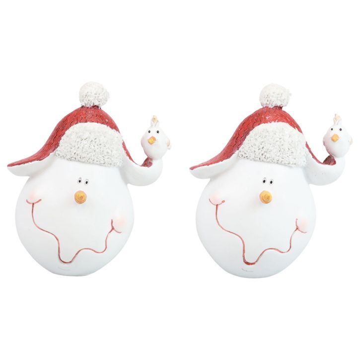 Tafeldecoratie Kerstdecoratie sneeuwpop met hoed H13cm 2st