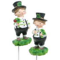 Artikel Schoorsteenveger met klaver, plug voor oudejaarsavond, geluksbrenger, St Patricks Day L27cm 4st