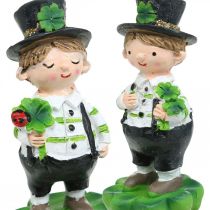 Artikel Schoorsteenveger met klaver, stekker voor oudejaarsavond, geluksbrenger, St Patrick's Day L27cm 4 stuks