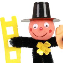 Artikel Schoorsteenveger bloemenstaakdecoratie, nieuwjaarsgeluksbrenger, 17 cm, 24 stuks